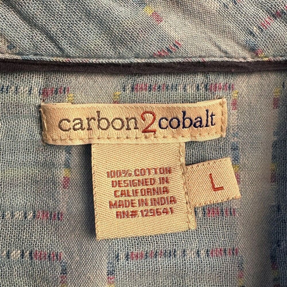 Carbon2Cobalt Long Sleeve Sea Change Chambray Textured Cotton Shirt Size L